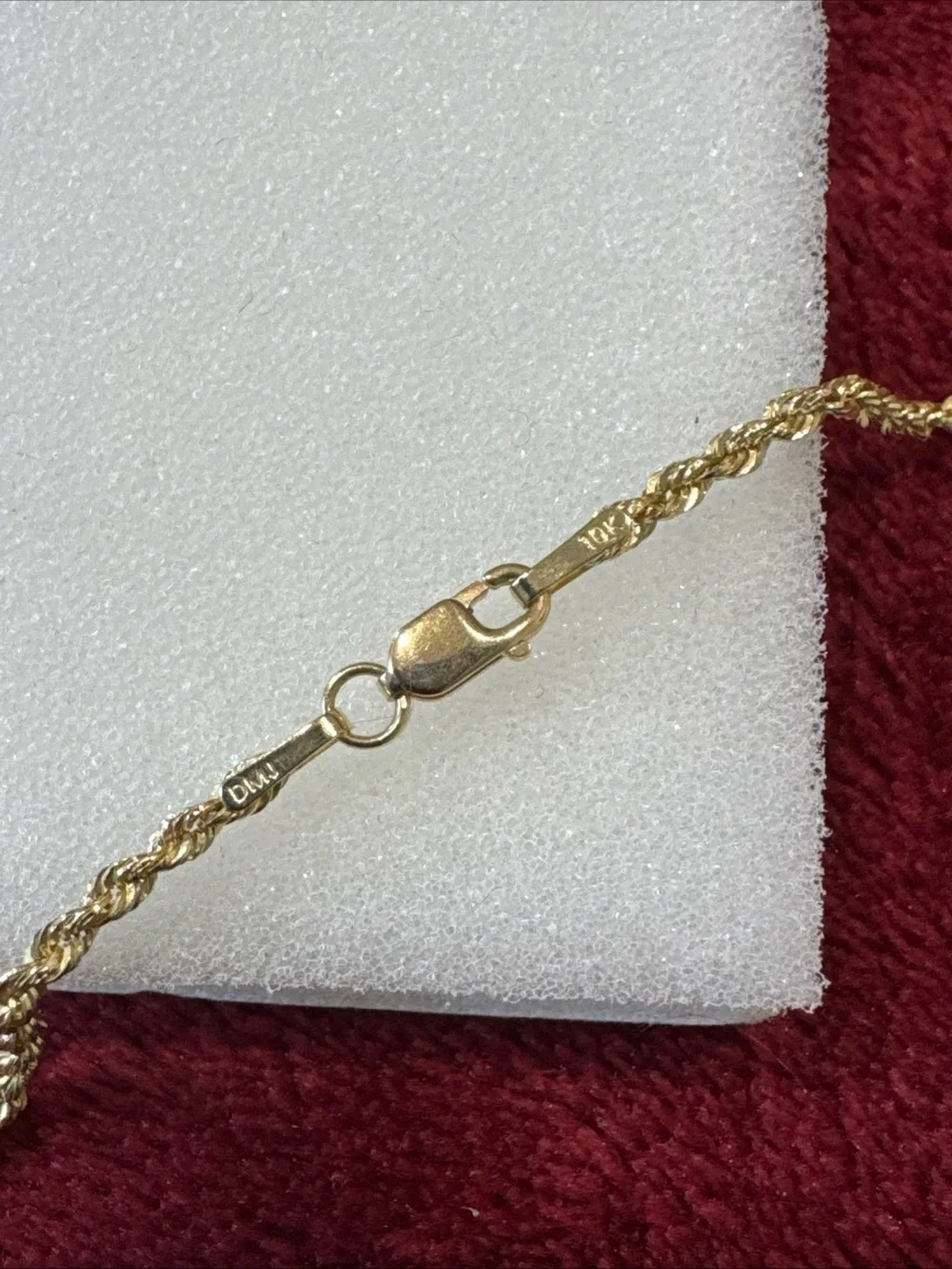 10K Yellow Gold Rope Chain 16” 2mm 1.4g Broken Needs Solder Lobster Clasp